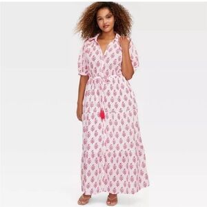 Roller Rabbit × Target Maxi Dress Pink Bouquet Print Short Sleeve Womens S NWT
